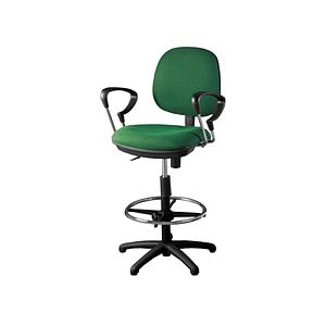 Silla Cajero c/Brazos Cromo Base Plastica Fija Comfort