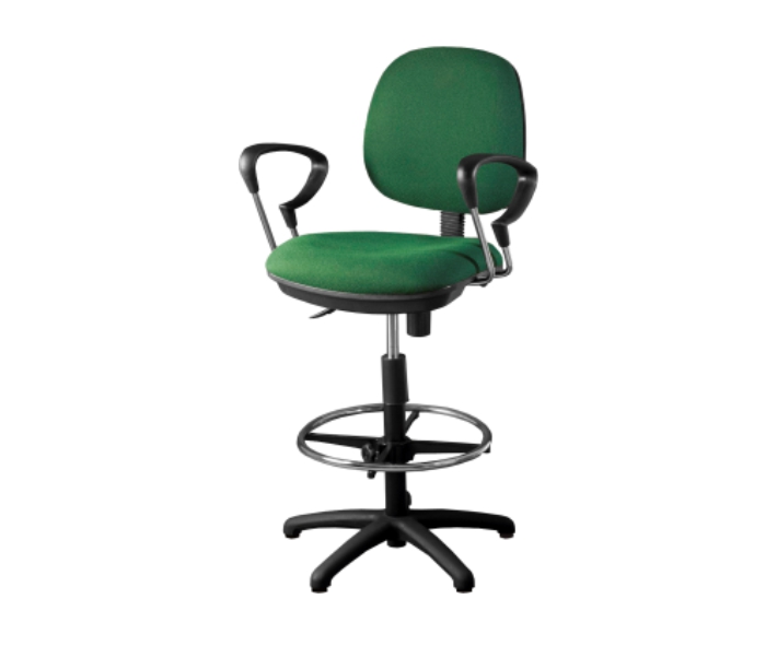 Silla Cajero c/Brazos Cromo Base Plastica Fija Comfort