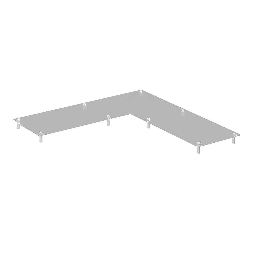Glass L counter worksurface 14 x 42 x 42&quot;