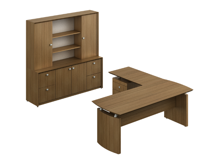U-group with hutch veneer doors 79 x 130 x 71&quot; Contempo